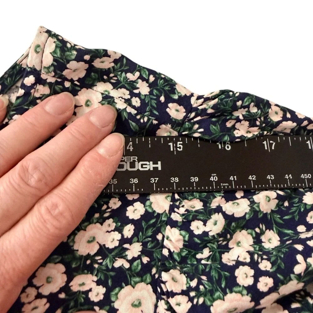 Old Navy Floral Puff Sleeve Midi Dress Open Back Navy Green Size 4X - Picture 13 of 16